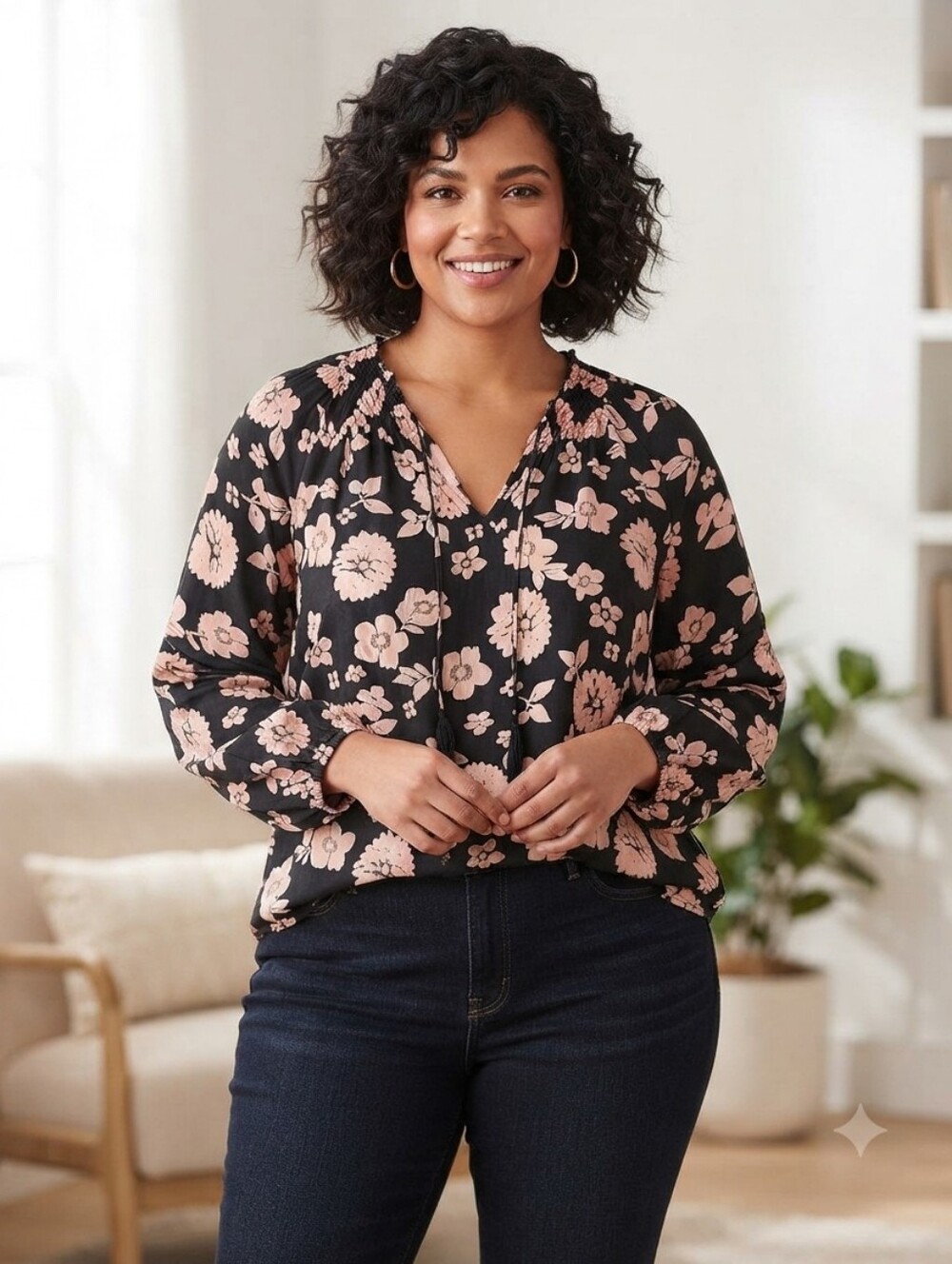 Sanctuary XL Black and Blush Floral Dress